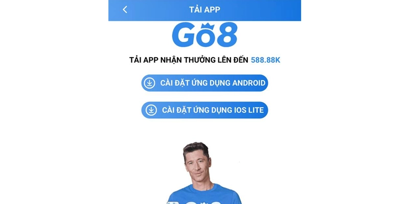Lựa chọn link tải android hoặc ios để download ứng dụng Go8 trên máy